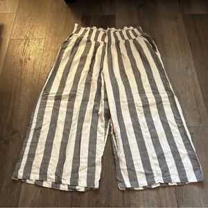 French Laundry Striped Smocked High Waist Wide Leg Harem Pants Plus Size 3X